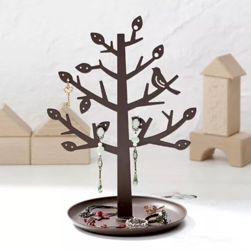 "Tree" Earring Stand by Yamazaki Matte Brown Magnetic